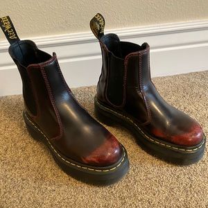 Dr. Marten Quads Chelsea Platform Boots Size 37 Cherry Red